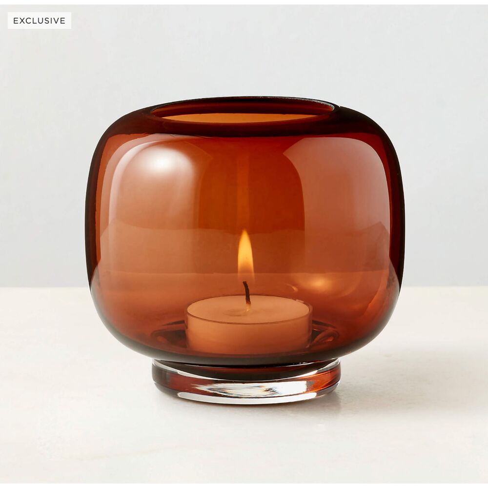 CB2 Coco Smoked Amber Glass Tealight Candle Holder EUC